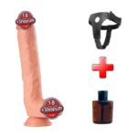 26 cm Uzun ve Dolgun Realistik Dokulu Belden Bağlamalı Vantuzlu Dildo Penis – Ten Rengi