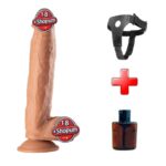 30 cm Büyük Boy Kalın Realistik Belden Bağlamalı Vantuzlu Dildo Penis – Melez
