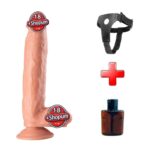 30 cm Büyük Boy Kalın Realistik Belden Bağlamalı Vantuzlu Dildo Penis – Ten Rengi