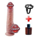 21 cm Çift Katmanlı Ultra Gerçekçi Melez Belden Bağlamalı Vantuzlu Dildo Penis – Zerak