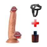 21 cm Realistik Dokulu Belden Bağlamalı Vantuzlu Dildo Penis – Melez