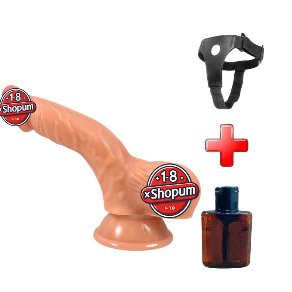 Takma Yarrak | 17 cm kavisli realistik dokulu ten rengi belden baglamali vantuzlu dildo penis jason 01 xshopum