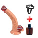20 cm Kavisli Realistik Dokulu Ten Rengi Belden Bağlamalı Vantuzlu Dildo Penis – Gordon